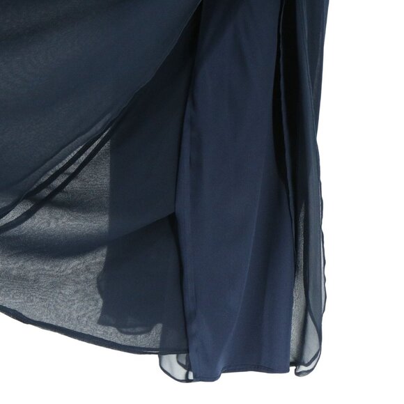 NWT St. John Evening Chiffon Silk Layered Wide Leg Navy Dress Pants 10 - Picture 4 of 9